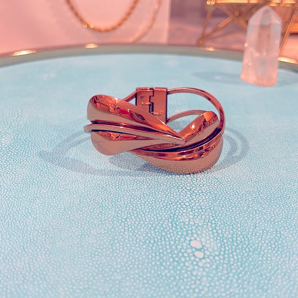 Vintage RENOIR Copper Leaf Hinge Bracelet